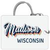 R and R Imports Madison Wisconsin Souvenir Acrylic Keychain 3D Retro Design Single view 1