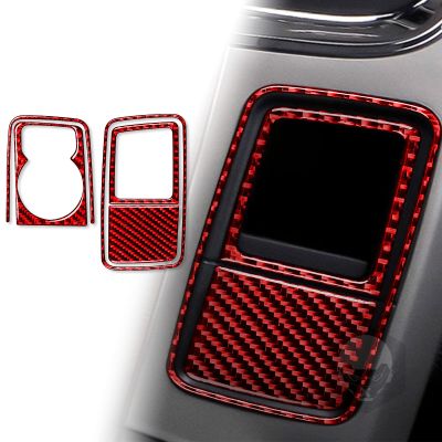 Carbon Fiber Center Console Car Gear Shift Knob Rotary Shifter Panel Cover Carbon Fiber Sticker Car Interior Trim Compatible with Dodge Ram 1500/2500/3500 2013 2014 2015 Accessories Red (Kit-C 5Pcs)