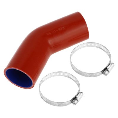 X AUTOHAUX 1 Set 57mm/2.24" ID 102mm/4.02" Length 45 Red Blue Car Silicone Hose with Clamps Coolant Hose Universal