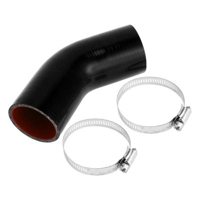 X AUTOHAUX 1 Set 54mm/2.13" ID 90mm/3.54" Length 45 Black Red Car Silicone Hose with Clamps Coolant Hose Universal