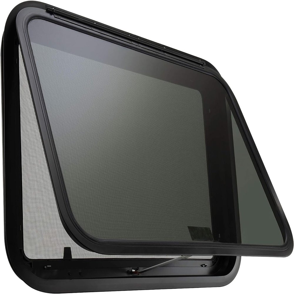DouSeiAi RV Exit Window, RV Push-Out Window, 30" W x 22" H Tinted RV Window with Window Screen and Trim Ring, Fit for 1.5" - 1.65" Thickness Wall