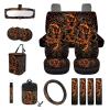 Drydeepin Cool Dragon Print 15Pcs Car Seat Cover Full Set Car Steering Wheel Cover Seat Belt Cover Trash Bin Air Vent Storage Box Front Rear View Mirror Car Cup Holder Keychain view 1
