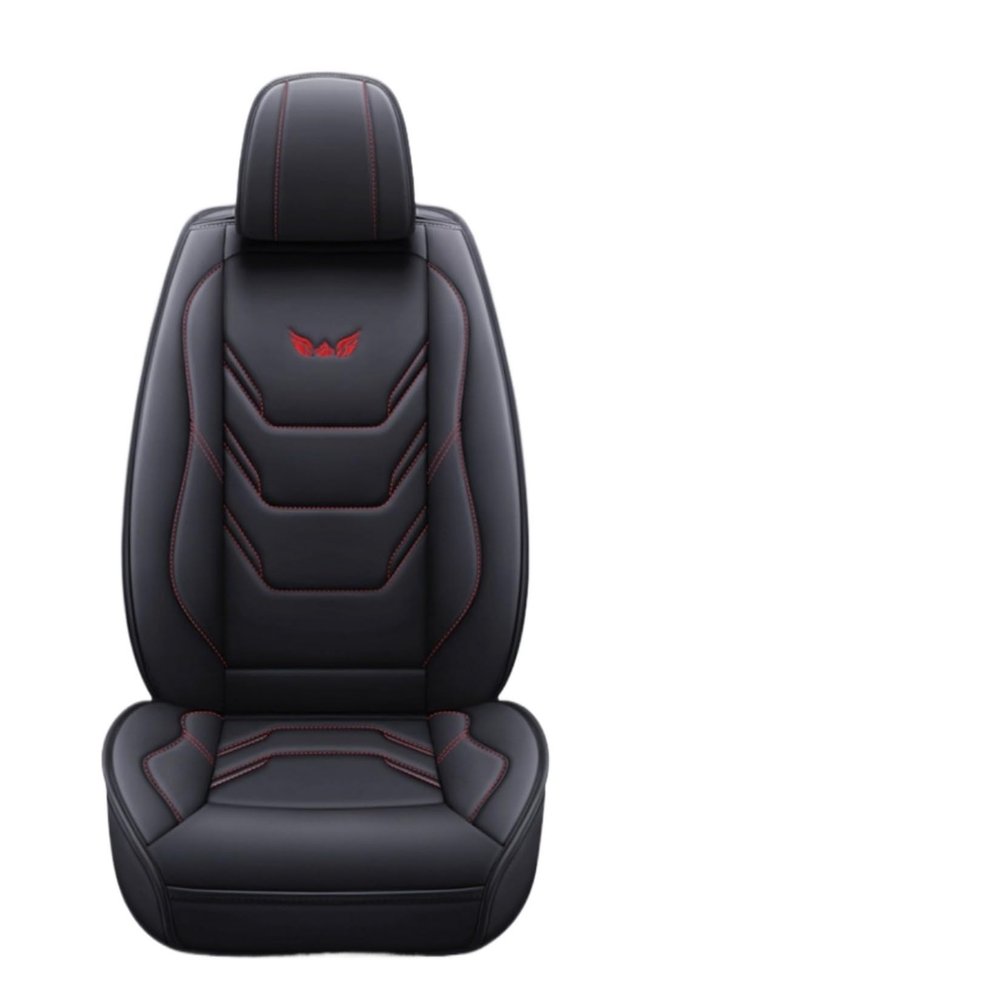 TinyGlam 5pcs Car Seat Covers for Volkswagen GLI,Waterproof Artificial Leather Automotive Seat Covers,Airbag Compatible Seat Cover, Seat Cover with Lumbar Support (Black/red)