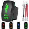 Whip Lights Rocker Switch 5 Pin SPST 12V-24V DC Marine Boat Waterproof Heavy Duty Toggle Switch On Off, Laser Etched Rocker Switch with Jumper Wires for Automotive Jeep Car Truck RV ATV UTV (Green) view 1