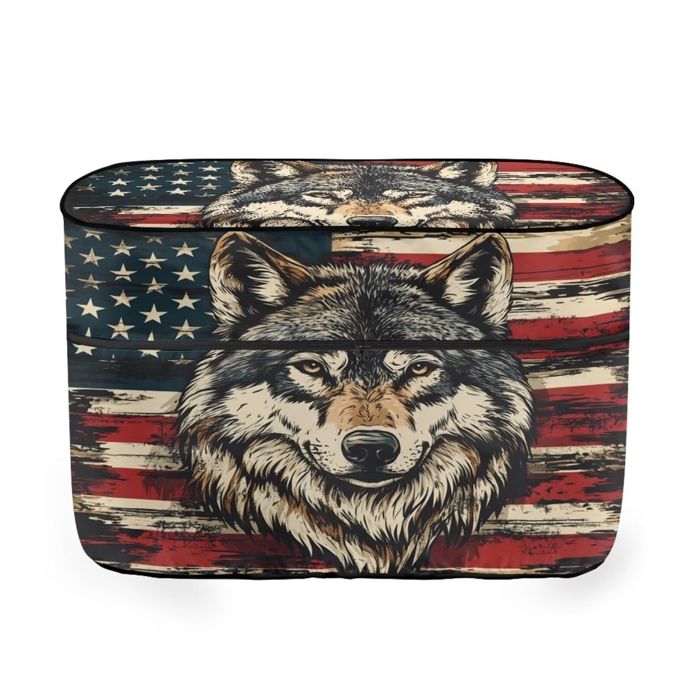 Whosucclay RV Propane Dust Cover American Flag Wolf Camper Propane Tank Cover,Fits 20LB Dual Propane Tanks Purple Totem Weather Resistant Gas Cylinder Cover