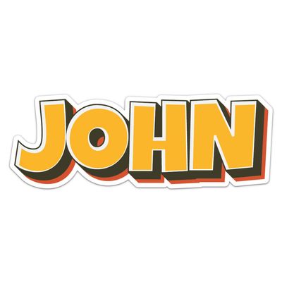 Comic Style John Name Sticker - Waterproof Vinyl Decal for Car Bumper, Laptop, Water Bottle, Luggage, Wall, Window Sticker, Size - 5'' Longer Side