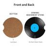 Car Cup Holder Coasters, Vinyl Record Car Coasters for Cup Holder Drinks, 2 Pack Ceramic Cute Auto Interior Accessories for Women Men view 3