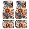 TOADDMOS Floral Dahlia Blossom Car Floor Mats Carpet Boho Style Floor Mats for Cars 4-Pcs Full Set Front & Rear Liners Carpet Floor Mats for Cars Sedans SUV Truck for Women Gifts,4 Piece Set view 1