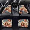 TOADDMOS Floral Dahlia Blossom Car Floor Mats Carpet Boho Style Floor Mats for Cars 4-Pcs Full Set Front & Rear Liners Carpet Floor Mats for Cars Sedans SUV Truck for Women Gifts,4 Piece Set view 2