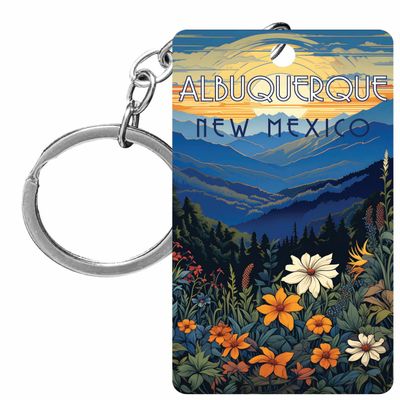 R and R Imports Albuquerque New Mexico Souvenir Acrylic Keychain Flower Camping Design Single
