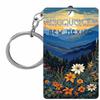 R and R Imports Albuquerque New Mexico Souvenir Acrylic Keychain Flower Camping Design Single view 1