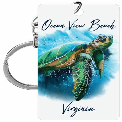 R and R Imports Ocean View Beach Virginia Souvenir Acrylic Keychain Sea Turtle Beach Design Single