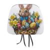 Easter Bunny And Eggs Printed Car Headrest Cover,2 Pieces, 3D Stained Glass Elastic Comfort Head Rest Cover for Women Men, Universal Fits Most Cars Van SUV Truck, Car Interior Decor Accessories view 1