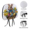 Easter Bunny And Eggs Printed Car Headrest Cover,2 Pieces, 3D Stained Glass Elastic Comfort Head Rest Cover for Women Men, Universal Fits Most Cars Van SUV Truck, Car Interior Decor Accessories view 3