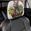 Easter Bunny And Eggs Printed Car Headrest Cover,2 Pieces, 3D Stained Glass Elastic Comfort Head Rest Cover for Women Men, Universal Fits Most Cars Van SUV Truck, Car Interior Decor Accessories view 4