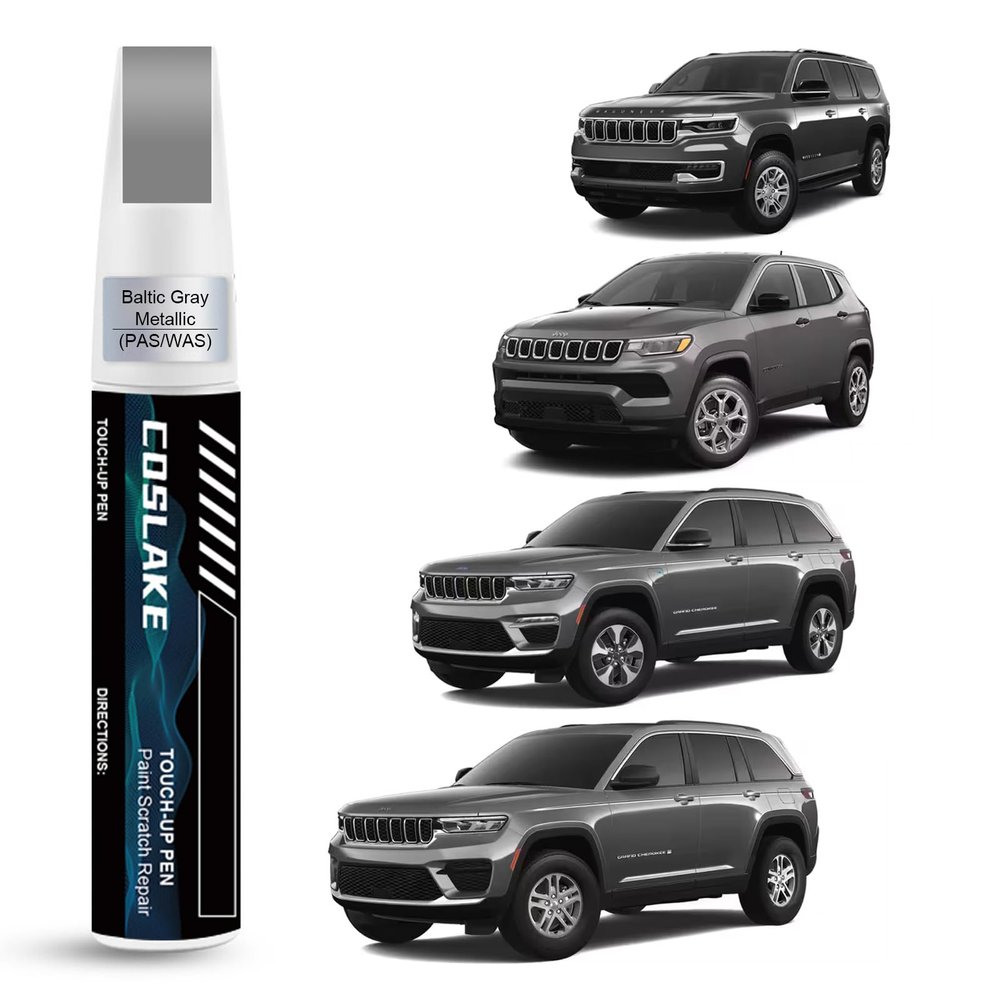 COSLAKE Car Touch Up Paint(Baltic Gray Metallic(PAS/WAS)) for Jeep, Car Paint Scratch Repair Kit, Quick & Easy Solution to Repair, 2 in 1 Scratch Remover Pen with Color-Matched