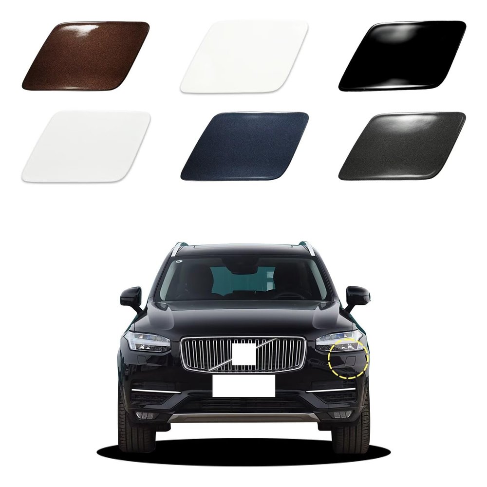 Goholy Car Front Bumper Headlight Washer Cover Compatible with Volvo XC90 2016-2022 Headlight Washer Nozzles Cover 39825447 39825430 Water Spray Cover Crystal White Left Driver Side