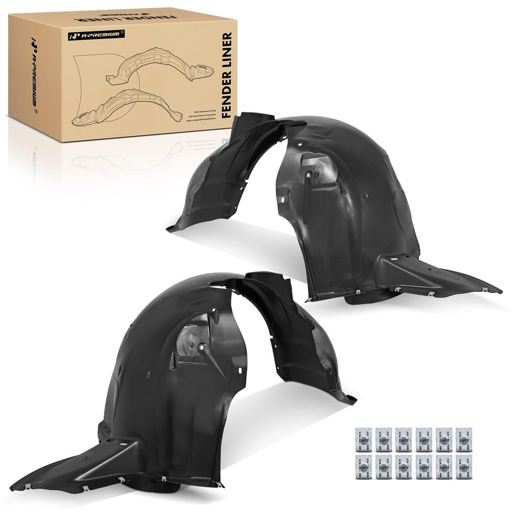 A-Premium Pair Front Inner Fenders Liner Splash Shield Set with Clips