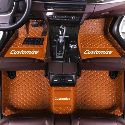 Customize All-Weather Protection Luxury Leather Floor Mats for Cars, SUVs, and Trucks According to Automotive Model (Orange)