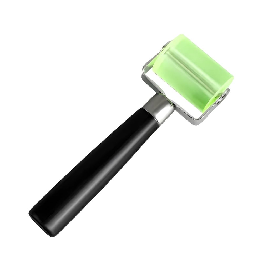 Wevdn 1 PCS Sound Deadening Car Seam Roller, Silicone Car Sound Deadening Application Wheel Roller, Seam Roller Equipped Smooth Handle for Heat Insulation Mat Wallpaper Application (Large Green-1PCS)