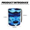 LNNIUK Abstract Blue Print Car Trash Can, Foldable Hanging Car Garbage Can,Car Storage Bag Organizer for Camping view 3