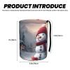 LNNIUK Merry Christmas Cute Snowman 1 Print Car Trash Can, Foldable Hanging Car Garbage Can,Car Storage Bag Organizer for Camping view 3