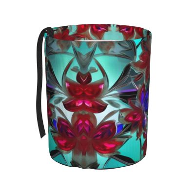 LNNIUK Flower Stained Glass Print Car Trash Can, Foldable Hanging Car Garbage Can,Car Storage Bag Organizer for Camping