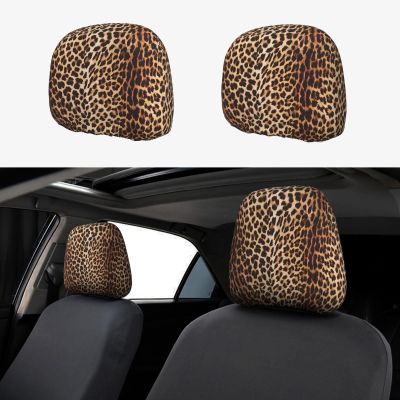 ayvcxui Realistic Leopard Print Car Headrest Covers 2 Pack Universal Car Accessories Car Seat Head Rest Protector for Cars SUV Truck