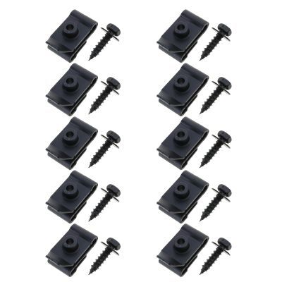 5/10Pcs Car U-Type Screw Base Fastener Clips License Plate Screw Base Nut Mounting Clip Rivets for Engine Bumper