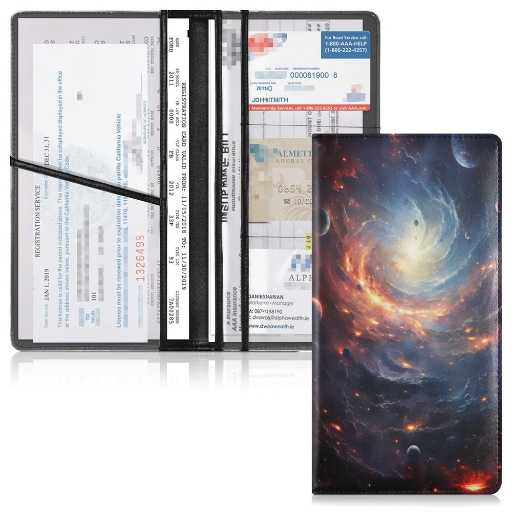 UMIRIKO Space Universe Stars Car Registration and Insurance Holder Vehicle Glove Box Organizer Car Accessories Wallet Case for Women Men 202b3556