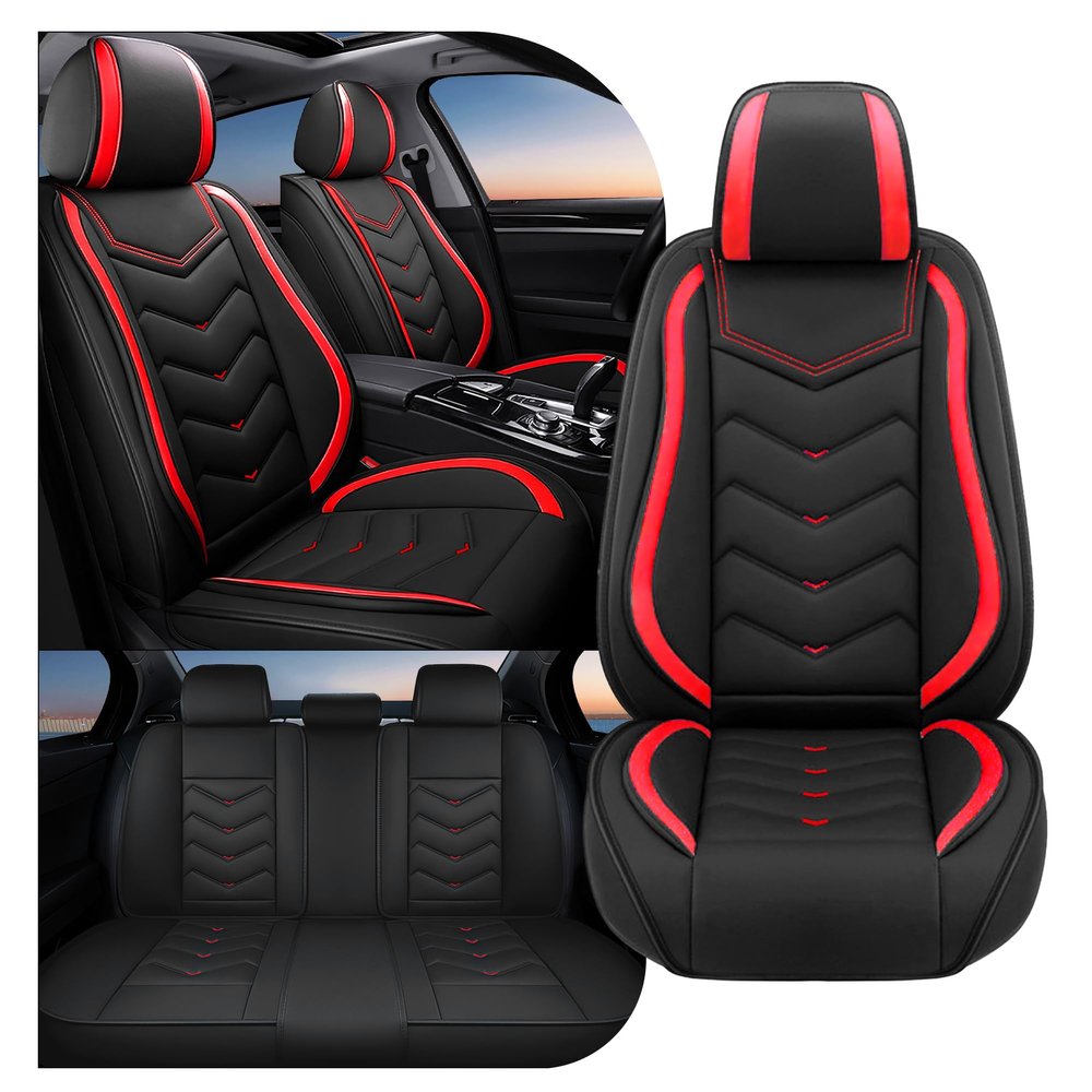 ACDY Car Seat Covers Fit for Volvo 2000-2026, Stylish Sport Seat Covers, Waterproof Wear-Resistant Premium Nappa Leather Car Seat Covers.(Full Set/Black Red)