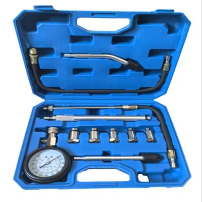 ZEAJSRU 11PCS Engine Cylinder Compression Tester Kit, 0-300 PSI/0-20 Bar Gasoline Fuel Pressure Gauge Tool with M10 M12 M14 M16 M18 Adapters for Car Motorcycle ATV(11PCblue)