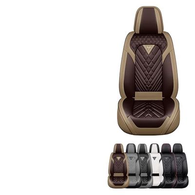 YQYW Car Seat Covers Fit for Lincoln Navigator 2000-2025,5 Seat Comfort Non-Slip Seat Cover Airbag Compatible,Waterproof Leather Seat Covers(Standard 5 Seat,Beige Coffee)