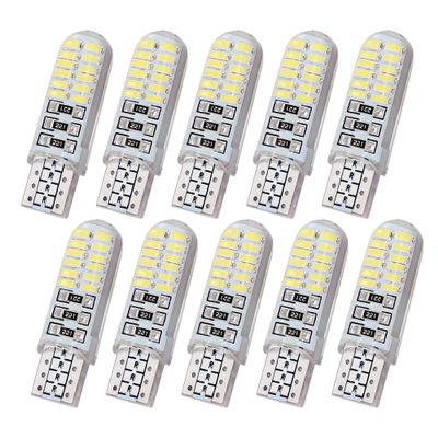 JRQLOV T10 3014 24SMD W5W LED Silicone 12V Waterproof 194 168 Super Bright 8000K White Car Light Bulbs for Reading Lights Front Lights Indicator Stop Lights Panel Light License Plate Lights