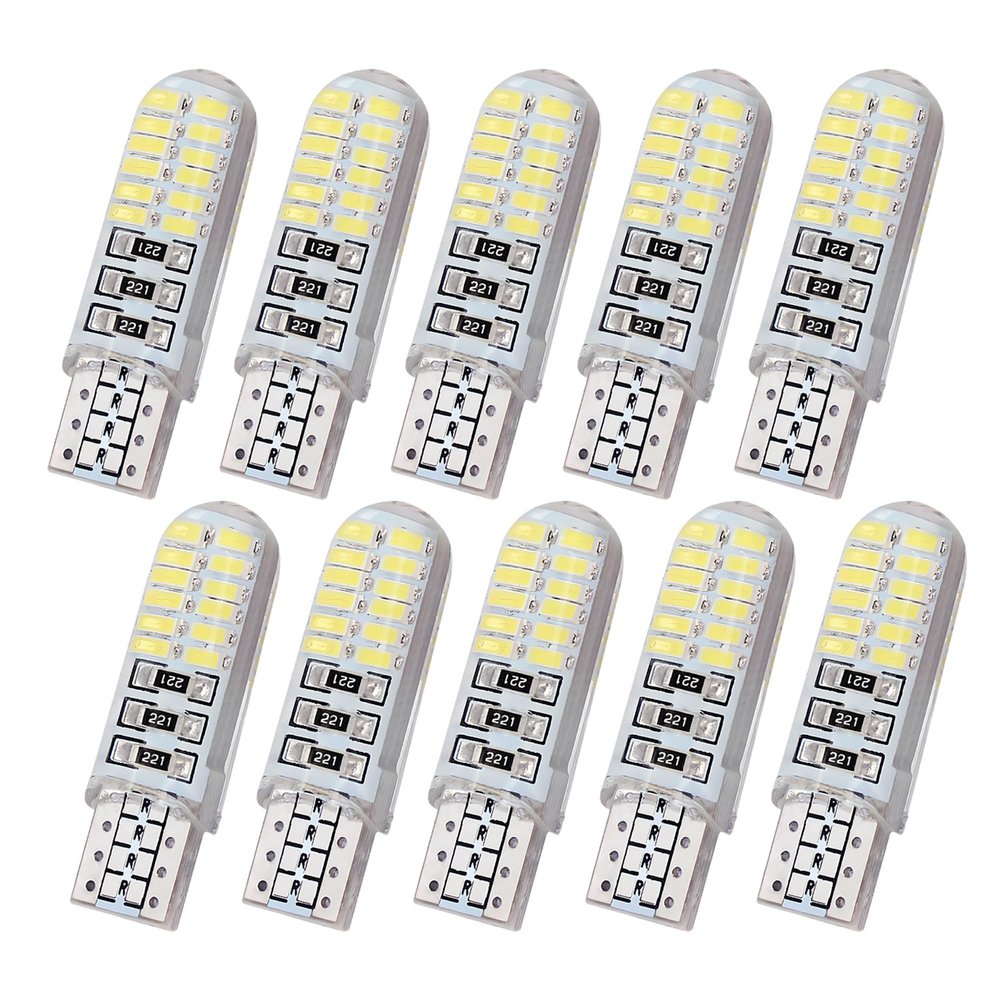 JRQLOV T10 3014 24SMD W5W LED Silicone 12V Waterproof 194 168 Super Bright 8000K White Car Light Bulbs for Reading Lights Front Lights Indicator Stop Lights Panel Light License Plate Lights