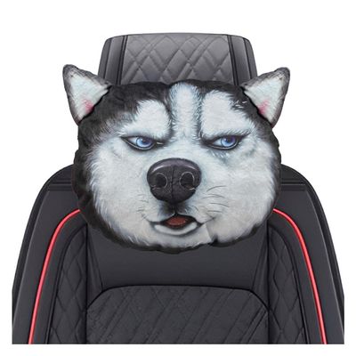 LHDOS Cute Husky Dog Car Headrest Pillow- Memory Foam Car Neck Pillow Auto Seat Cushion of Headrests for Pain Pressure Relief- Cartoon Neck Support Cushion with Adjustable Strap for Most Cars (Husky)