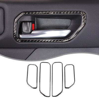 LLKUANG Car Interior Handle Decorative Frame Sticker Compatible with Toyota Land Cruiser 250 1958 Prado J250 LC250 2024 2025,Soft Carbon Fiber Inner Handle Frame Sticker Car Interior Accessories