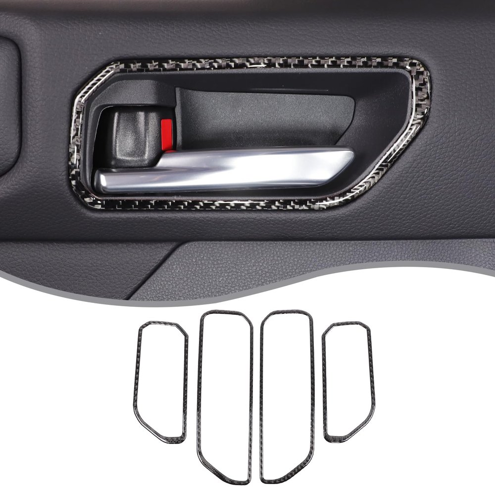 LLKUANG Car Interior Handle Decorative Frame Sticker Compatible with Toyota Land Cruiser 250 1958 Prado J250 LC250 2024 2025,Soft Carbon Fiber Inner Handle Frame Sticker Car Interior Accessories
