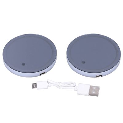 Tyenaza 2PCS Car LED Atmosphere Light Cup Holder Mat 7 Colors 3 Modes USB Charging IP67 Waterproof Anti Slip Universal, for Drink Coaster Accessories