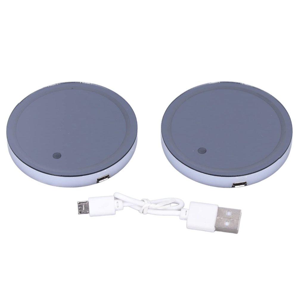 Tyenaza 2PCS Car LED Atmosphere Light Cup Holder Mat 7 Colors 3 Modes USB Charging IP67 Waterproof Anti Slip Universal, for Drink Coaster Accessories