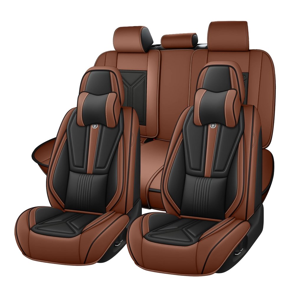 BYXN Car Seat Cover Full Set for Lexus GX 460 2010-2023,Faux Leather Seat Cover for Car,Breathable Vehicle Cushions Cover Waterproof Automotive Seat Covers with Headrests(5 seat,Black&Brown)