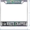 Outdoor Customs Gone Fishing White Crappie Metal License Plate Frame, Chrome Plated, UV-Resistant, 3D Domed Fish Decal, Weatherproof, Made in USA, Silver view 3