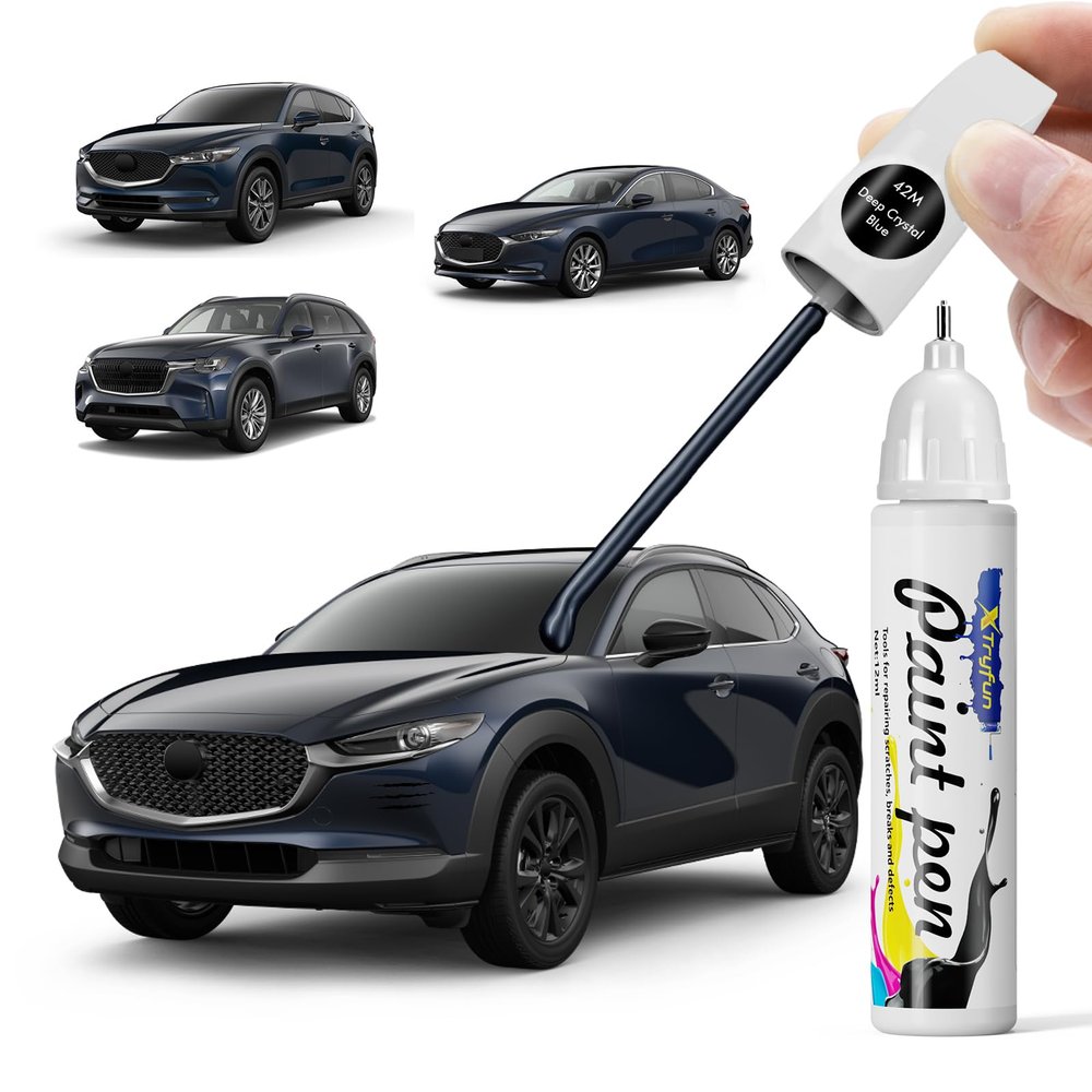 XTryfun 42M Deep Crystal Blue Touch Up Paint Compatible with Mazda, DIY Car Paint Scratch Repair, Quick & Easy Fix Automotive Scratch Repair for CX-5/CX-30/CX-9/CX-90/CX-70/Mazda3/Mazda6/MX-5