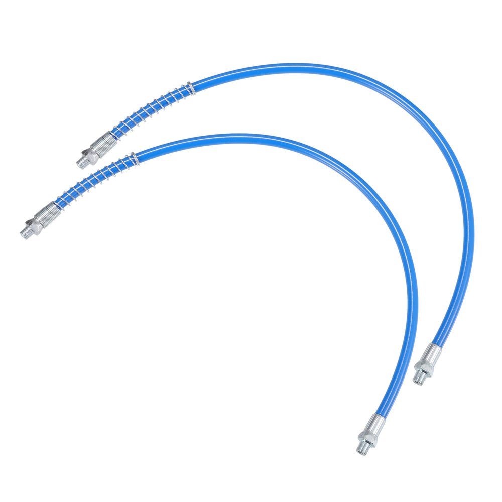 VekAuto 2 Pcs 24 Inch 1/8" NPT Grease Gun Flex Hose, Trailer Flex Grease Hose Extension Non-Slip Universal for Car Durable Metal Blue