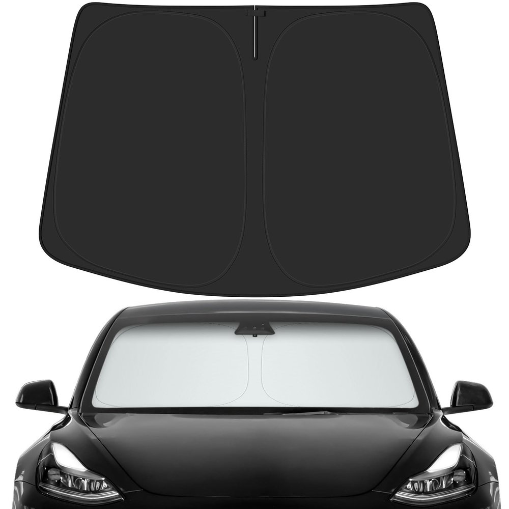 PeakPurit Car Windshield Sun Shade for Tesla 2016-2026 Model 3 Highland Accessories (OEM Design) Reflective Foldable Heat Insulation Sunshade for Ultimate Protection