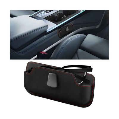 Bittwee Car Sunglasses Holder, Leather Vehicle Sun Visor Eyeglasses Protective Storage Case, Automotive Interior Glasses Protection Organizer Box Accessories, Universal for Most Cars (Black)