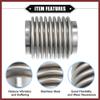 HEROFFIX Car Exhaust Flexible Pipe, 63.5x100mm 2.5"x3.94" Exhaust Flex Connector Pipes Bellows Universal for Car Durable Stainless Steel Silver Tone Replace Parts view 4