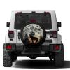 Foruidea Full Moon Wolf Spare Tire Cover with Backup Camera Hole Wheel Tire Cover Fit Trailer, RV, SUV and Many Vehicle 15inch view 1