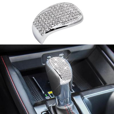 NIUHURU Car Interior Diamond Cover Bling Crystal Rhinestones Accessories Compatible with Honda CRV Breeze 2023-2025 (Silver, Shifter Lever Sticker 1 piece)