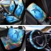 Baxinh Dolphin Ocean Print Car Seat Cover Full Set Steering Wheel Covers Armrest Pads Covers Waterproof Lipstick Holder Keychains Car Coaster Decorative Car Accessories Set, 15 Pieces, Blue view 2